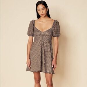 Faithfull the Brand Winslow Mini Dress Solene Check- Cocoa
